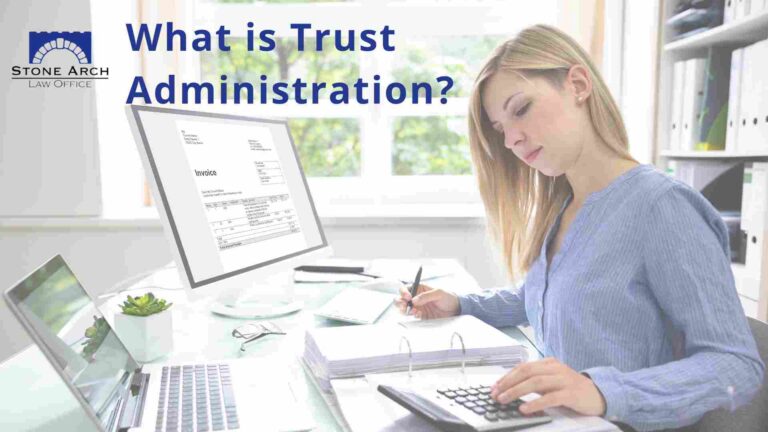 A woman working as a trustee on the trust administration process